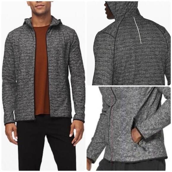 LULULEMON Serge Warm Full Zip Hoodie Heathered Gray Sweatshirt Pockets Men’s S - Picture 2 of 11